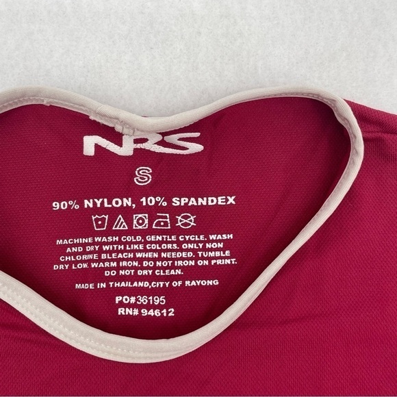 NRS Women’s short Sleeved Swim shirt Rash guard red w/ white accents size: Small - Picture 3 of 5
